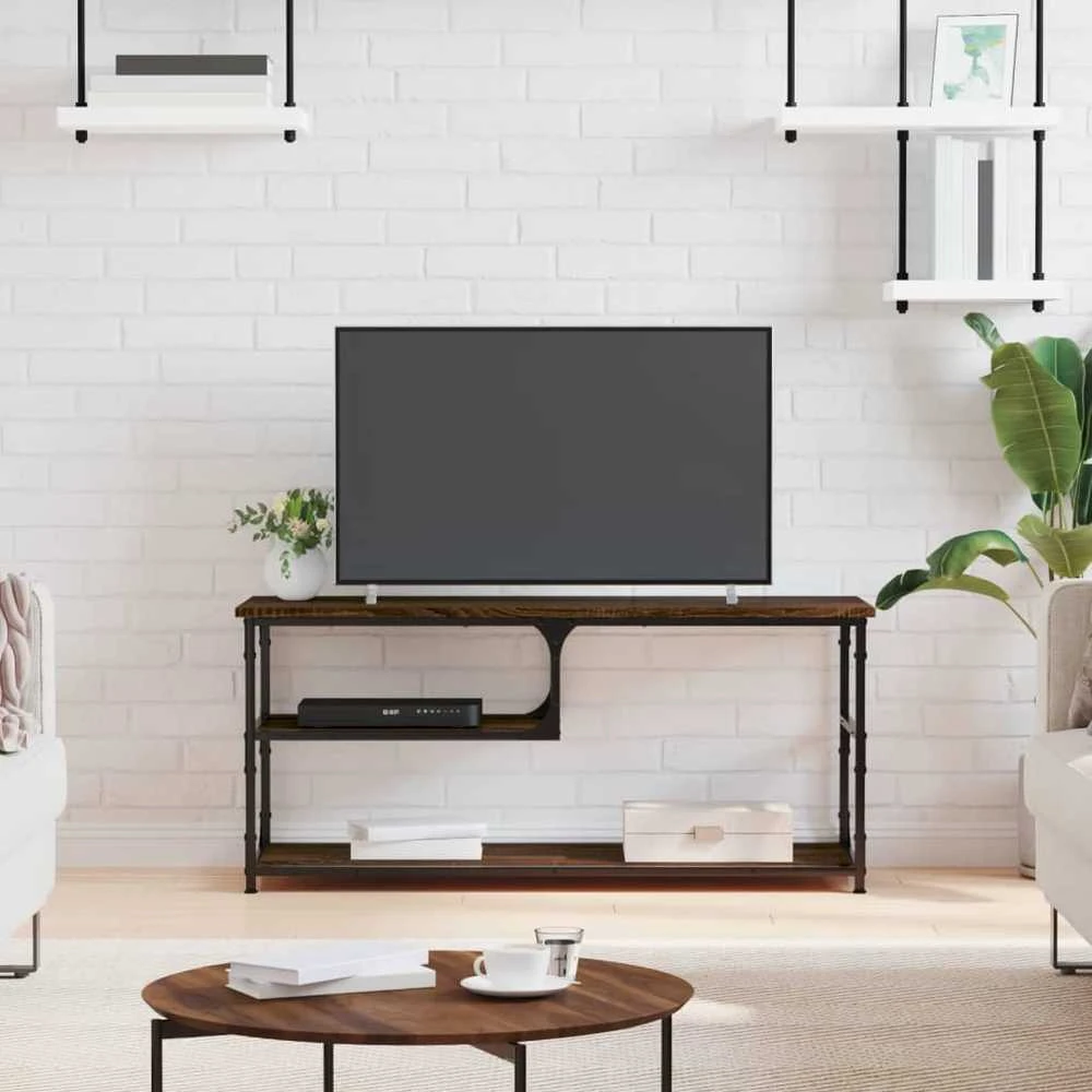TV staliukas TV spintelė, ruda ąžuolo, 103x38x46,5cm, mediena/plienas