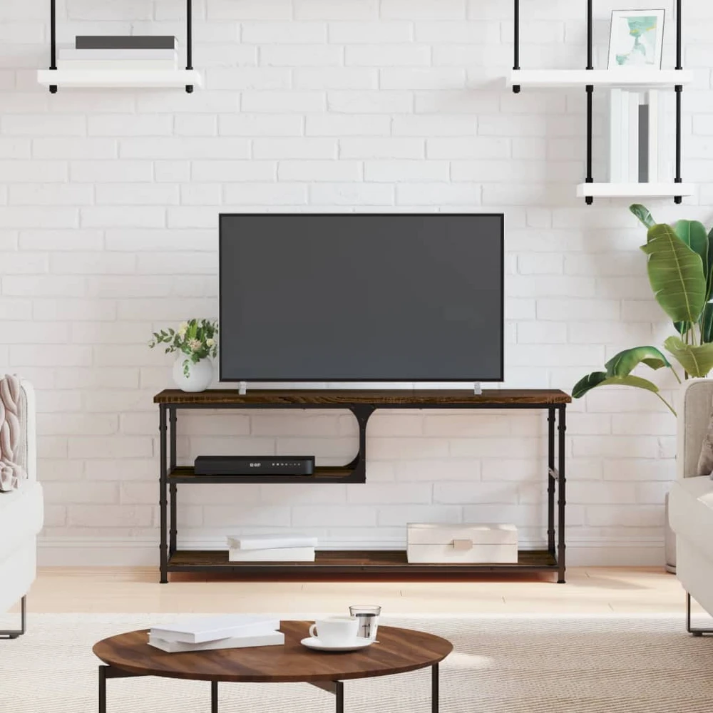 TV staliukas TV spintelė, ruda ąžuolo, 103x38x46,5cm, mediena/plienas