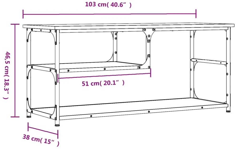 TV staliukas TV spintelė, ruda ąžuolo, 103x38x46,5cm, mediena/plienas