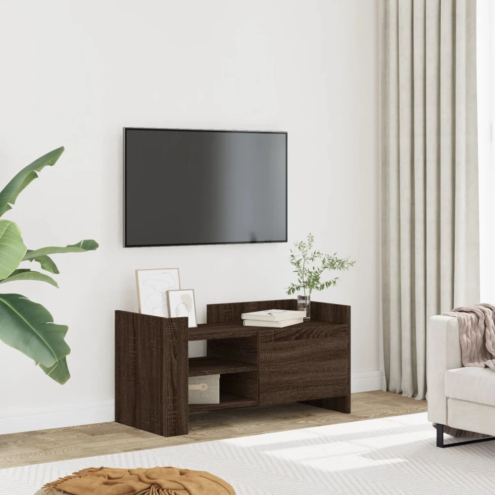 TV staliukas TV spintelė, ruda ąžuolo, 80x35x40cm, apdirbta mediena