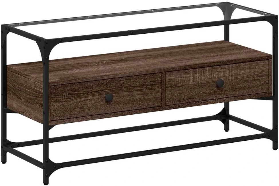 TV staliukas TV spintelė, ruda ąžuolo, 98x35x51cm, mediena