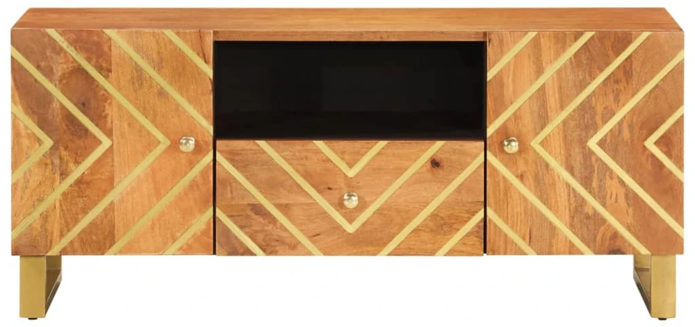 TV staliukas TV spintelė, ruda ir juoda, 105x33,5x46cm, mango masyvas