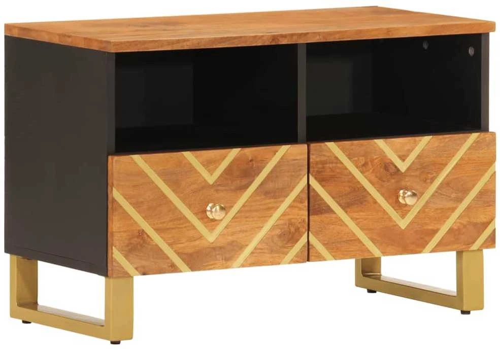 TV staliukas TV spintelė, ruda ir juoda, 70x33,5x46cm, mango masyvas
