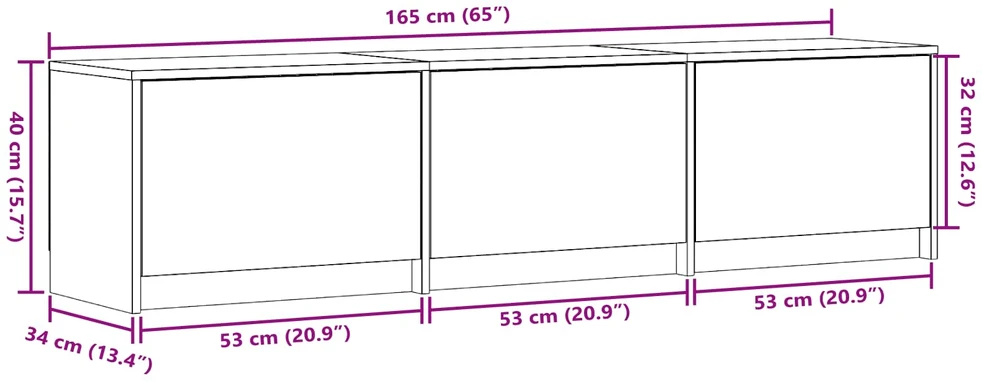 TV staliukas TV spintelė su LED 165 x 34 x 40 cm Rūkytas Ąžuolas
