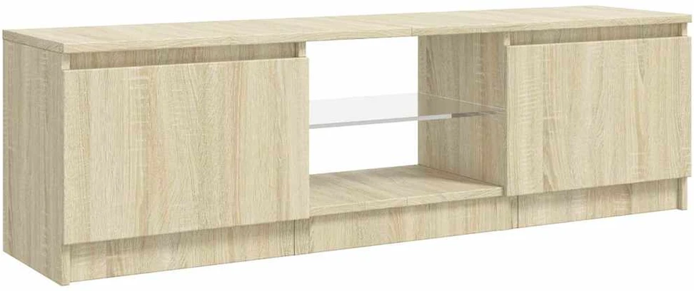 TV staliukas TV spintelė su LED apšvietimu, ąžuolo spalvos, 120x30x35,5cm
