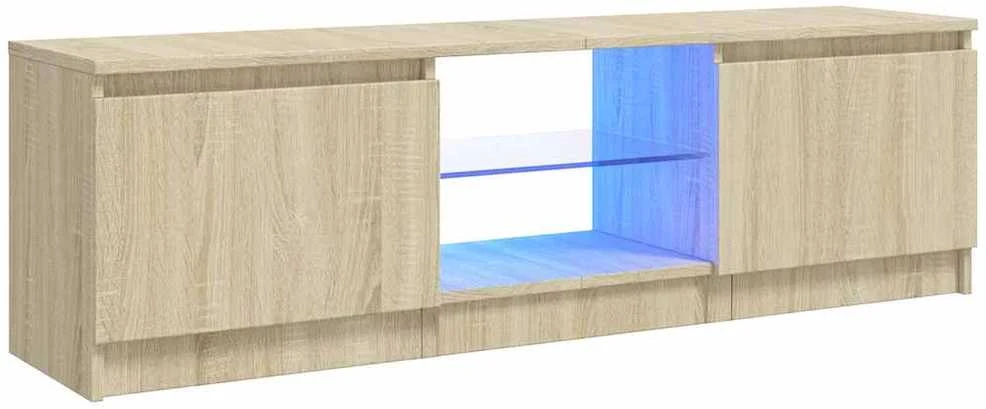 TV staliukas TV spintelė su LED apšvietimu, ąžuolo spalvos, 120x30x35,5cm