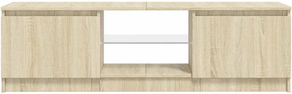 TV staliukas TV spintelė su LED apšvietimu, ąžuolo spalvos, 120x30x35,5cm