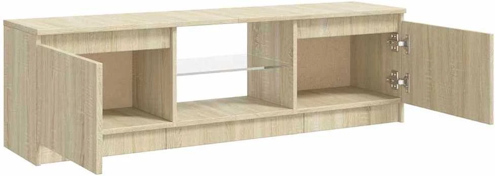 TV staliukas TV spintelė su LED apšvietimu, ąžuolo spalvos, 120x30x35,5cm