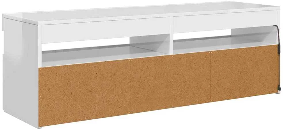 TV staliukas TV spintelė su LED apšvietimu, balta, 120x35x40cm, blizgi