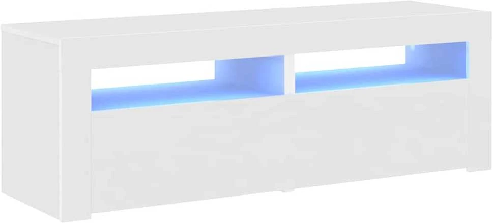 TV staliukas TV spintelė su LED apšvietimu, balta spalva, 120x35x40 cm