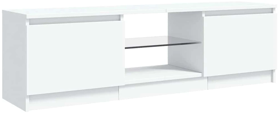 TV staliukas TV spintelė su LED apšvietimu, baltos spalvos, 120x30x35,5cm