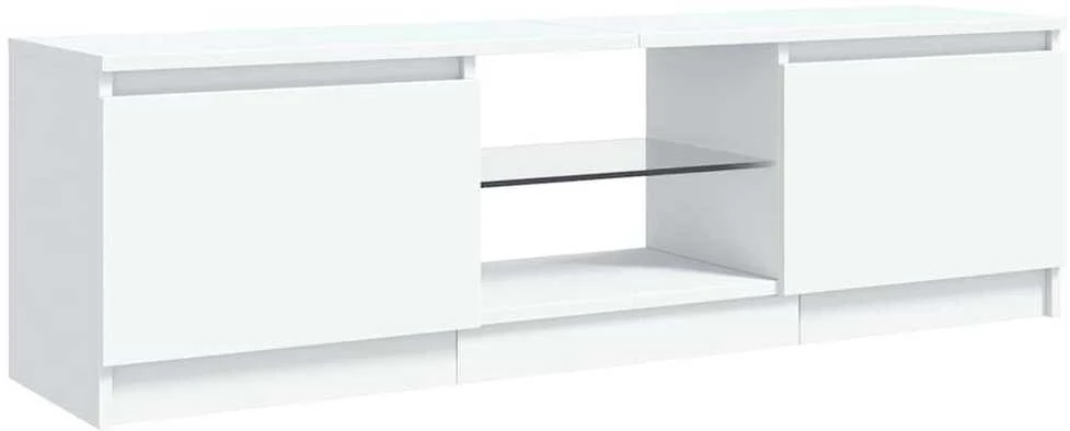 TV staliukas TV spintelė su LED apšvietimu, baltos spalvos, 120x30x35,5cm