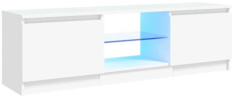 TV staliukas TV spintelė su LED apšvietimu, baltos spalvos, 120x30x35,5cm