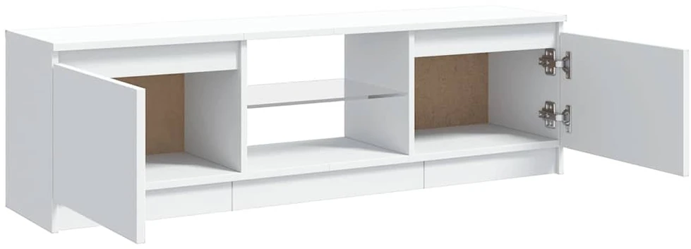 TV staliukas TV spintelė su LED apšvietimu, baltos spalvos, 120x30x35,5cm
