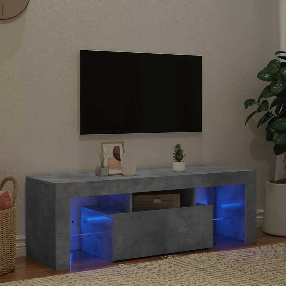 TV staliukas TV spintelė su LED apšvietimu, betono pilka, 120x35x40cm