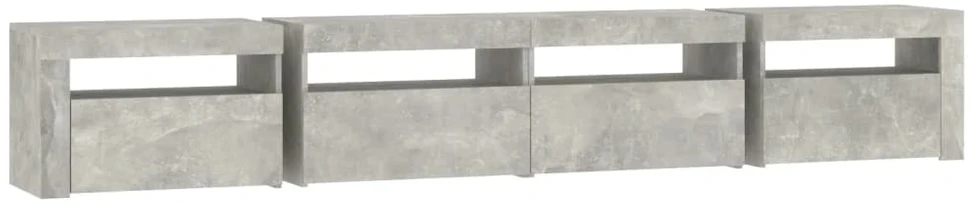 TV staliukas TV spintelė su LED apšvietimu, betono pilka, 240x35x40cm