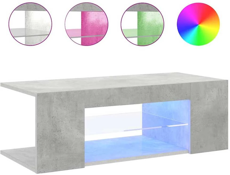 TV staliukas Tv spintelė su LED apšvietimu, betono pilka, 90x39x30cm