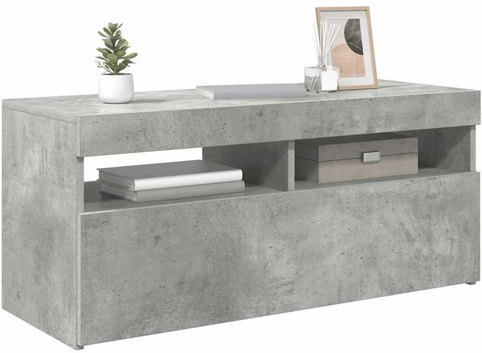 TV staliukas TV spintelė su LED apšvietimu, betono pilka, 90x35x40cm