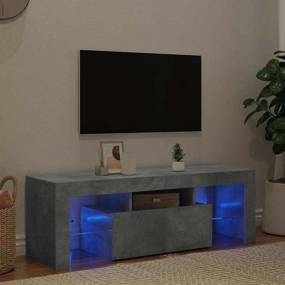 TV staliukas TV spintelė su LED apšvietimu, betono pilka, 120x35x40cm