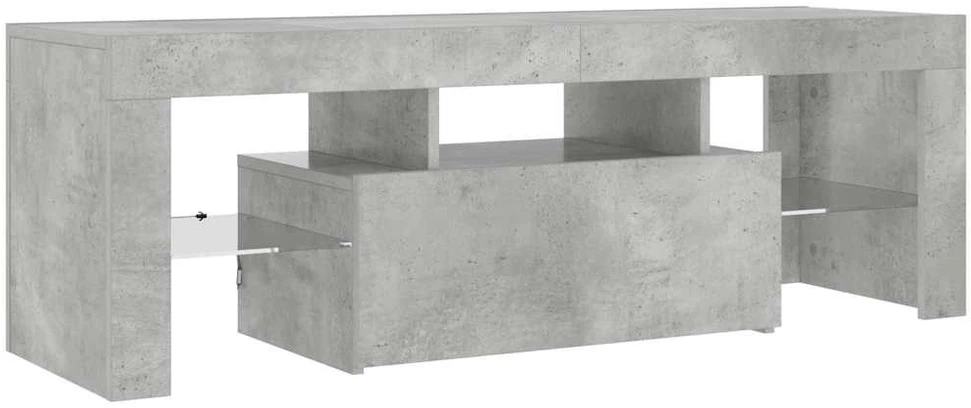 TV staliukas TV spintelė su LED apšvietimu, betono pilka, 120x35x40cm