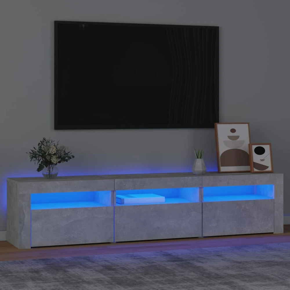 TV staliukas TV spintelė su LED apšvietimu, betono pilka, 180x35x40cm