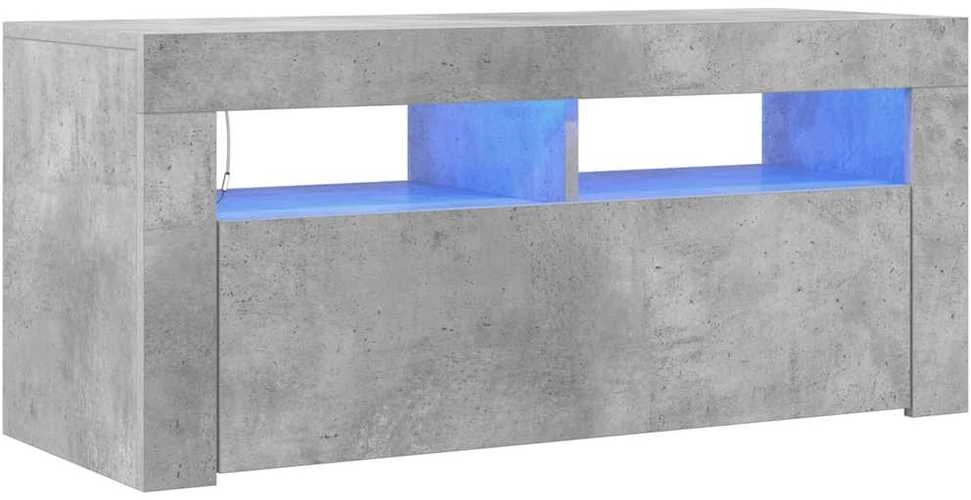 TV staliukas TV spintelė su LED apšvietimu, betono pilka, 90x35x40cm