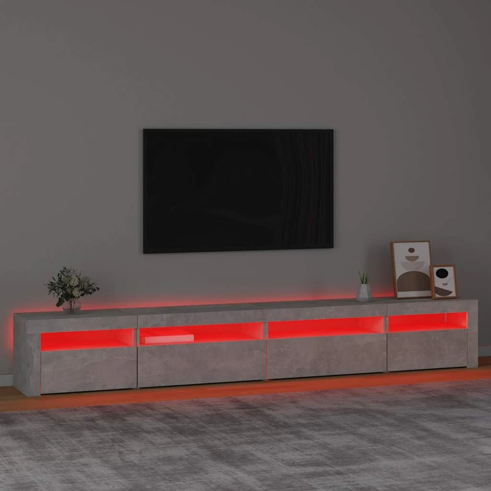 TV spintelė su LED apšvietimu, betono pilka, 270x35x40cm