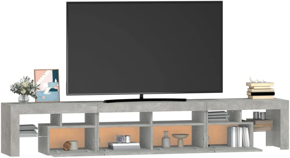 TV staliukas TV spintelė su LED apšvietimu, betono pilka, 230x36,5x40cm