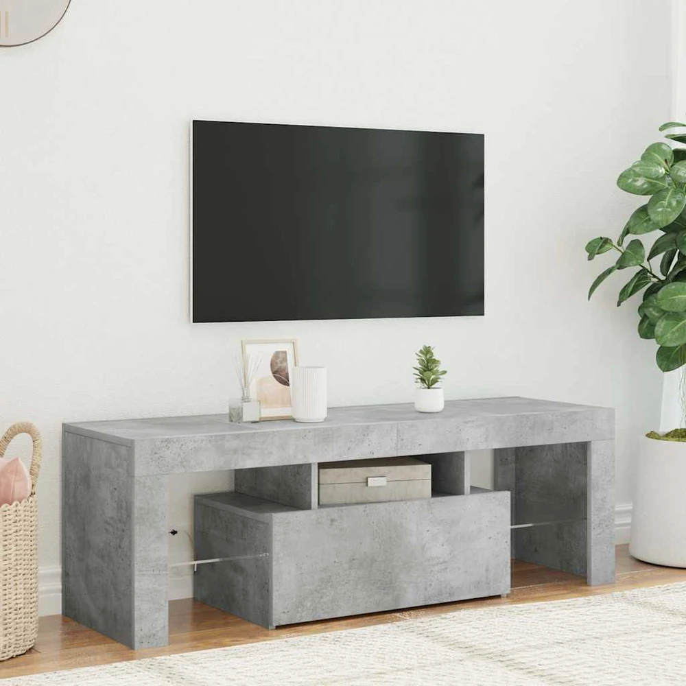 TV staliukas TV spintelė su LED apšvietimu, betono pilka, 120x35x40cm