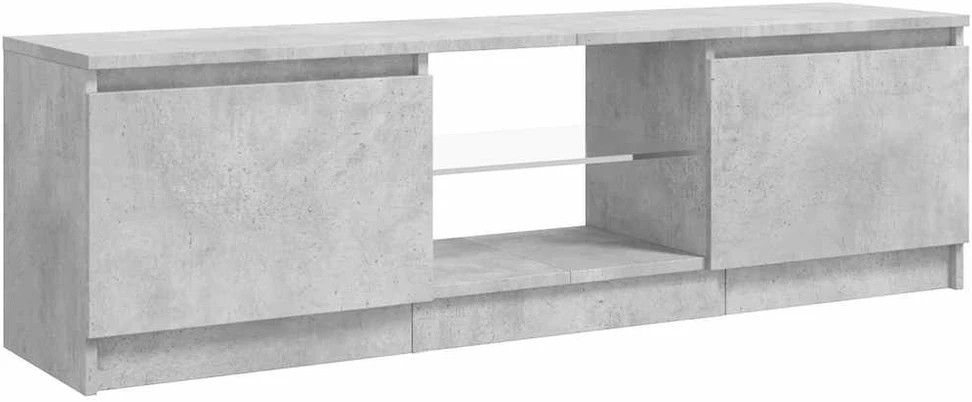 TV staliukas TV spintelė su LED apšvietimu, betono pilka, 120x30x35,5cm