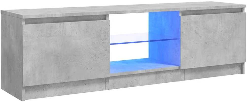TV staliukas TV spintelė su LED apšvietimu, betono pilka, 120x30x35,5cm