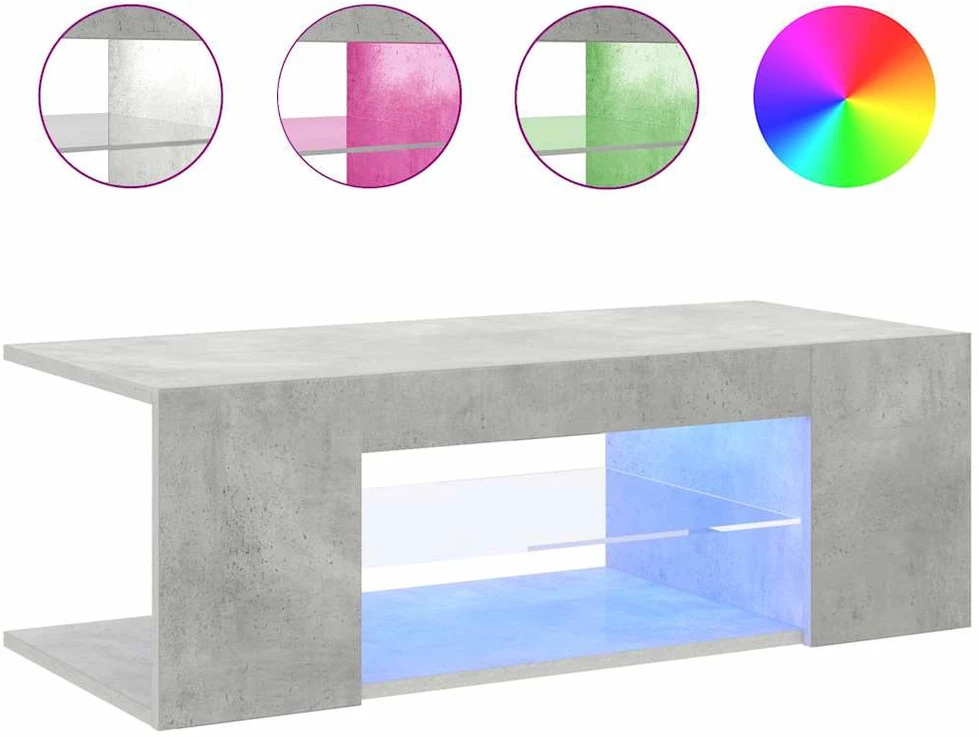 TV staliukas Tv spintelė su LED apšvietimu, betono pilka, 90x39x30cm