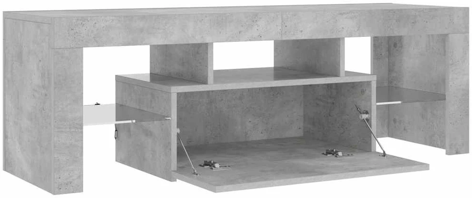 TV staliukas TV spintelė su LED apšvietimu, betono pilka, 120x35x40cm