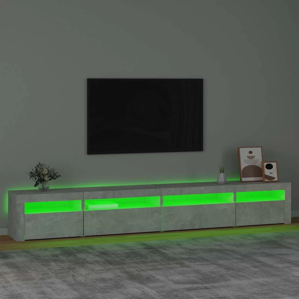 TV spintelė su LED apšvietimu, betono pilka, 270x35x40cm
