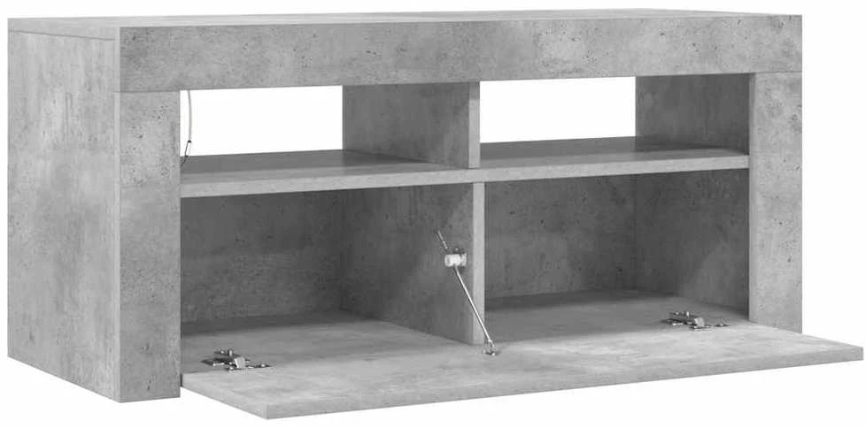 TV staliukas TV spintelė su LED apšvietimu, betono pilka, 90x35x40cm