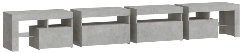 TV staliukas TV spintelė su LED apšvietimu, betono pilka, 260x36,5x40cm