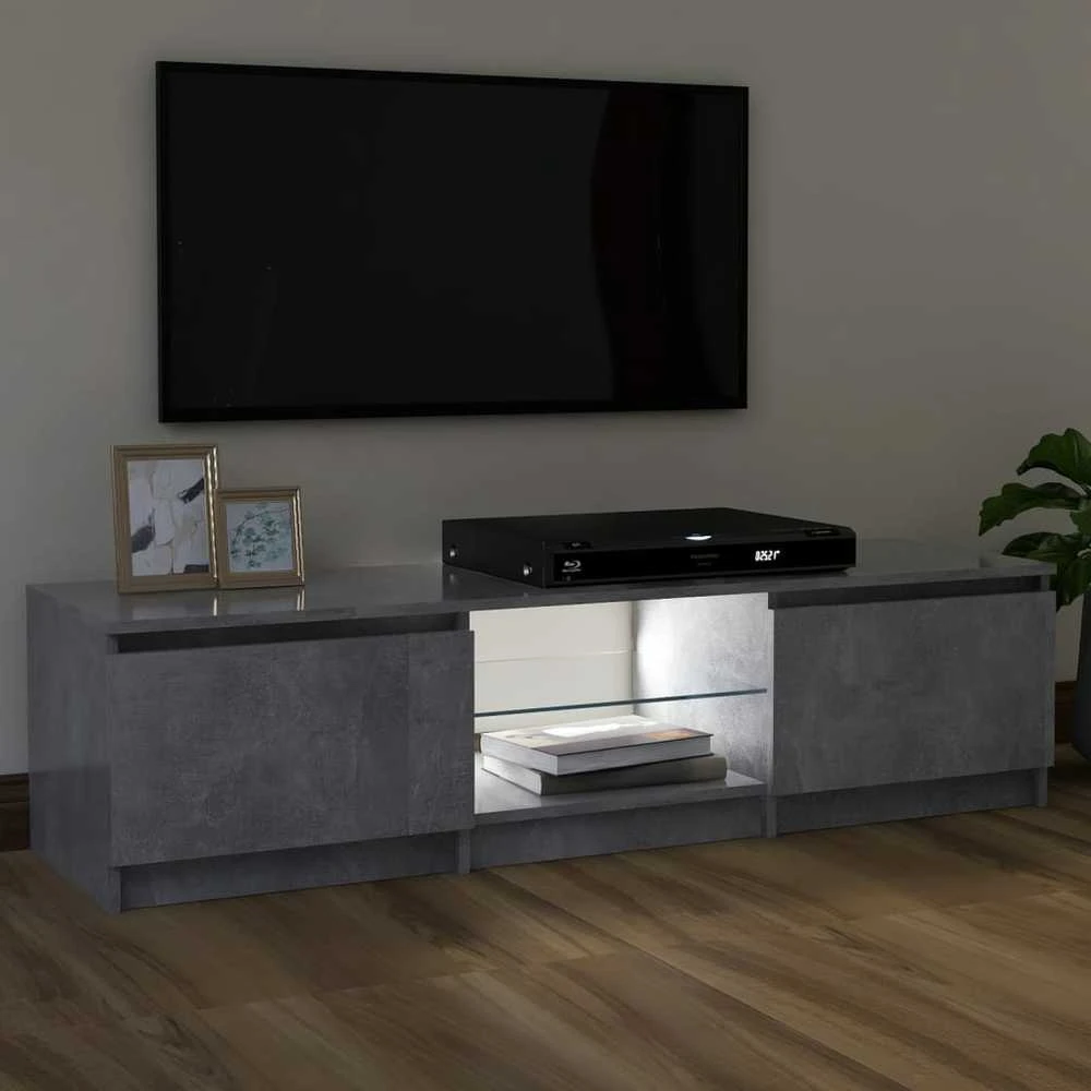 TV staliukas TV spintelė su LED apšvietimu, betono pilka, 120x30x35,5cm