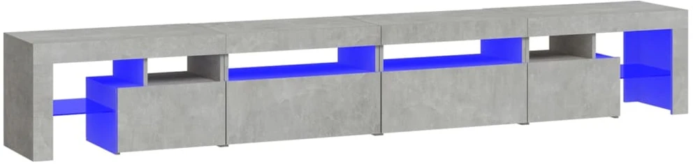 TV staliukas TV spintelė su LED apšvietimu, betono pilka, 260x36,5x40cm