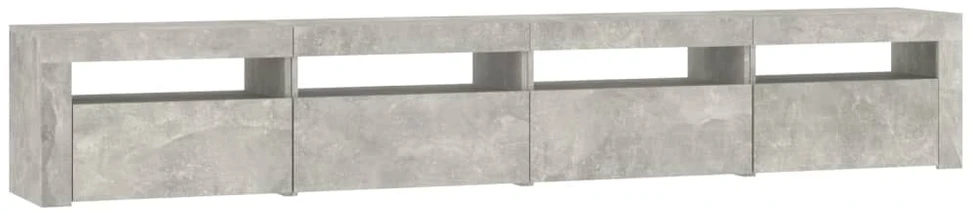 TV staliukas TV spintelė su LED apšvietimu, betono pilka, 240x35x40cm