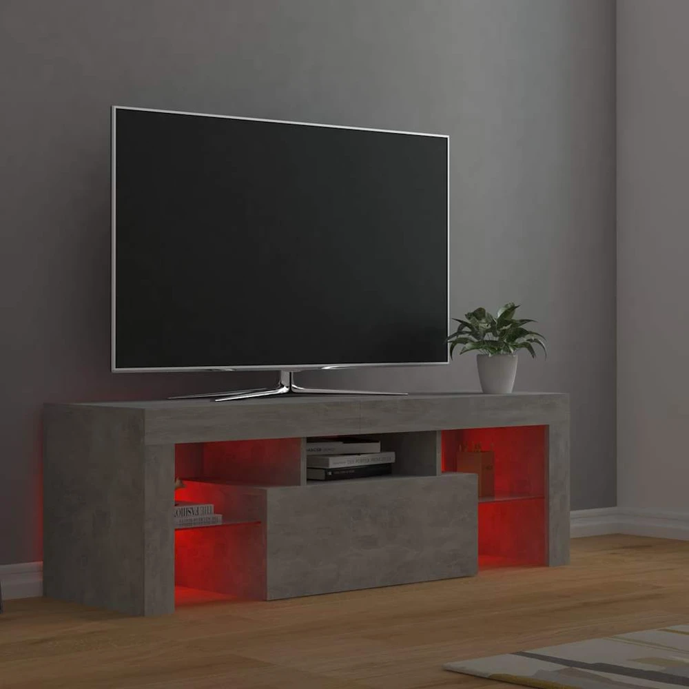 TV staliukas TV spintelė su LED apšvietimu, betono pilka, 120x35x40cm
