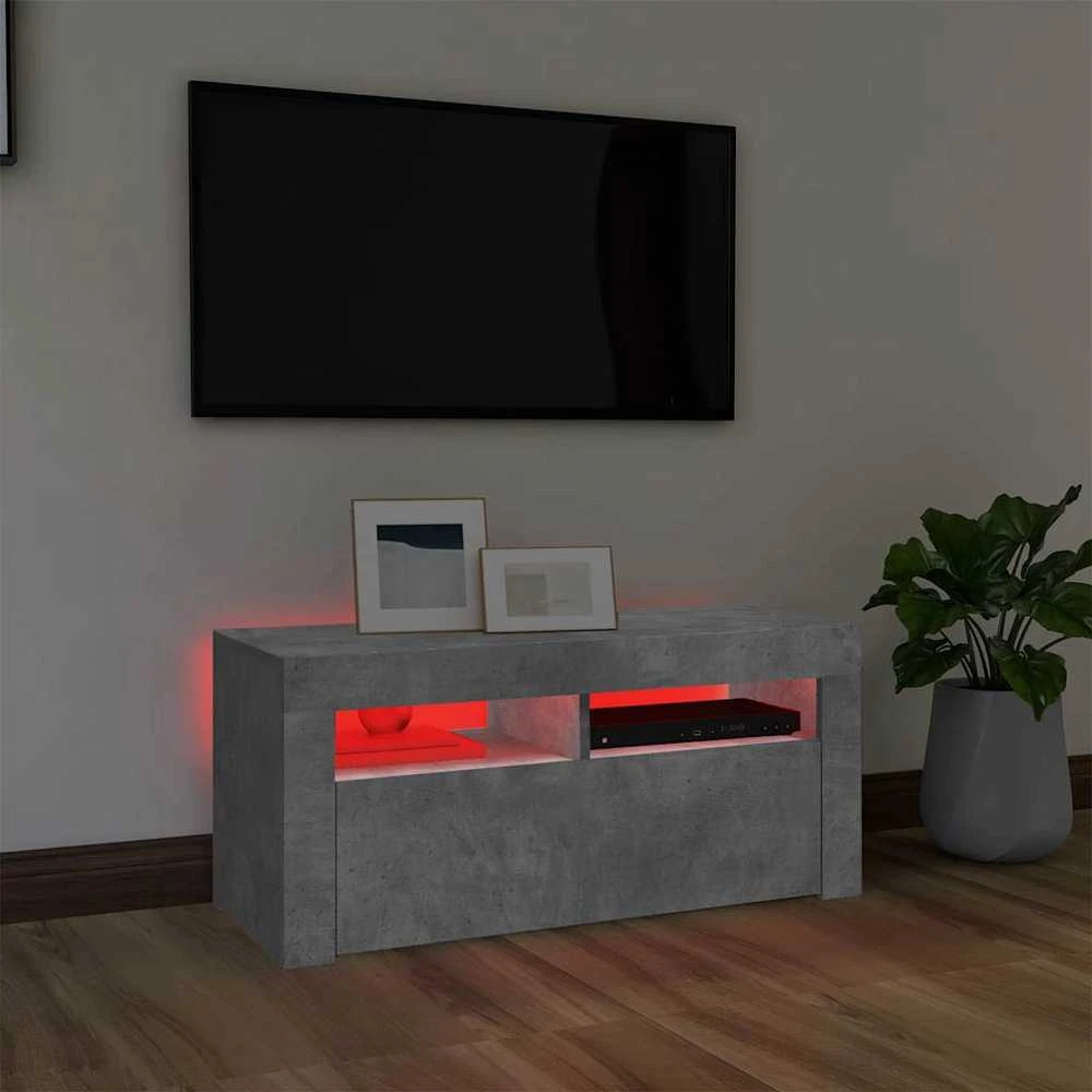 TV staliukas TV spintelė su LED apšvietimu, betono pilka, 90x35x40cm