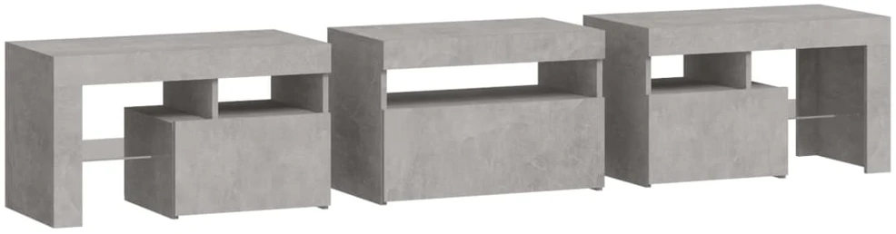TV staliukas TV spintelė su LED apšvietimu, betono pilka, 200x36,5x40cm