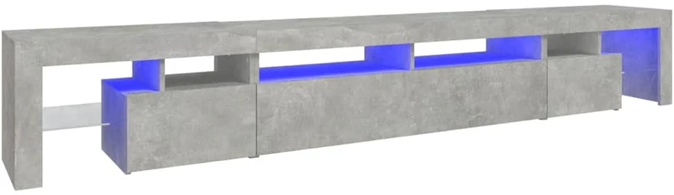 TV staliukas TV spintelė su LED apšvietimu, betono pilka, 260x36,5x40cm