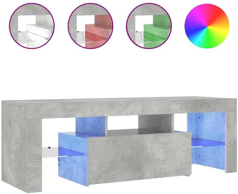 TV staliukas TV spintelė su LED apšvietimu, betono pilka, 120x35x40cm