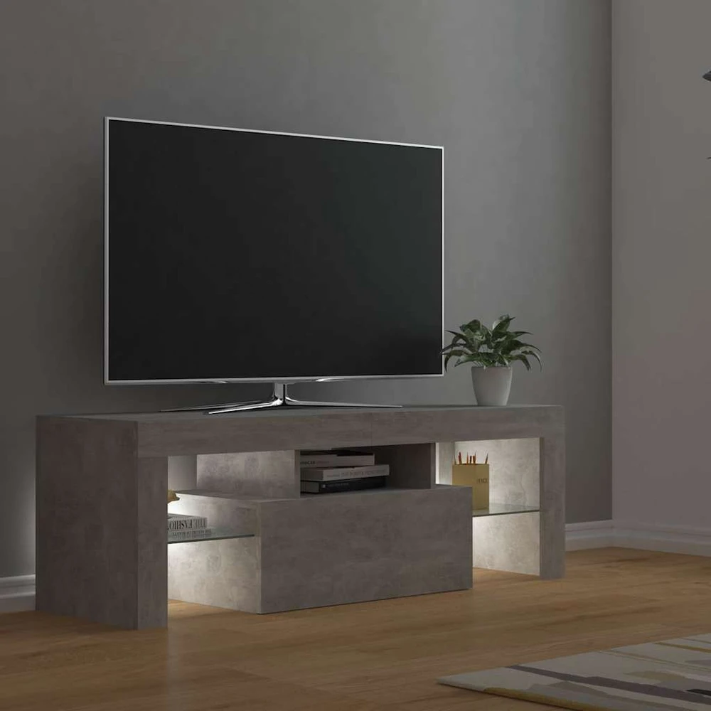 TV staliukas TV spintelė su LED apšvietimu, betono pilka, 120x35x40cm