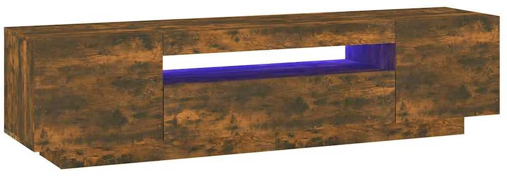 TV staliukas TV spintelė su LED apšvietimu, dūminio ąžuolo, 160x35x40cm