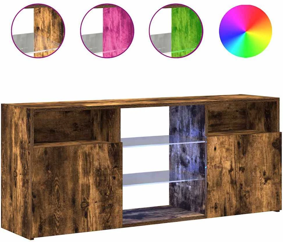 TV staliukas TV spintelė su LED apšvietimu, dūminio ąžuolo, 120x30x50cm