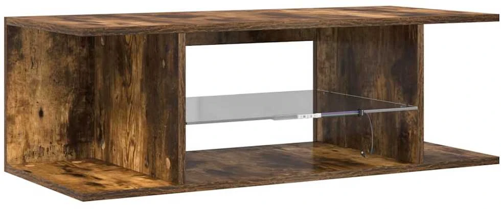 TV staliukas TV spintelė su LED apšvietimu, dūminio ąžuolo, 90x39x30cm
