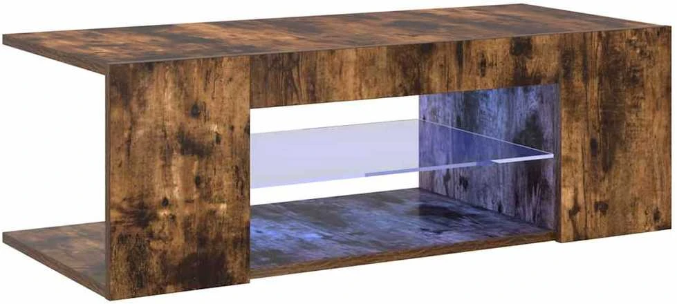 TV staliukas TV spintelė su LED apšvietimu, dūminio ąžuolo, 90x39x30cm