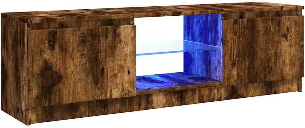 TV staliukas TV spintelė su LED apšvietimu, dūminio ąžuolo, 120x30x35,5cm
